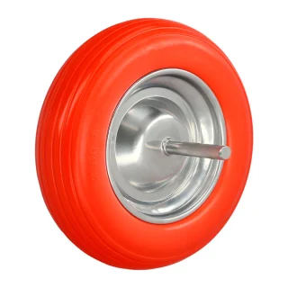 Rueda Carretilla Obra / Jardin Maciza Llanta Acero "Plus" Naranja Impinchable, Para Eje Ø 19 mm Rueda Ø 35 cm