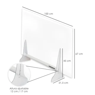 Mampara Protectora Mostrador  Metacrilato Trasnparente Espesor 3 mm. 2 Pies. Medida 67x100 cm.