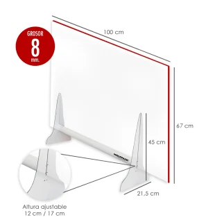 Mampara Protectora  Sobremesa  Metacrilato Trasnparente 8mm. 67x100cm