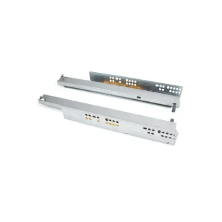 Juego de guías ocultas para cajones Silver, de extracción total, con push, Acero, Cincado